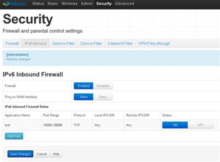 IPv6 accessibility and Hitron Router
