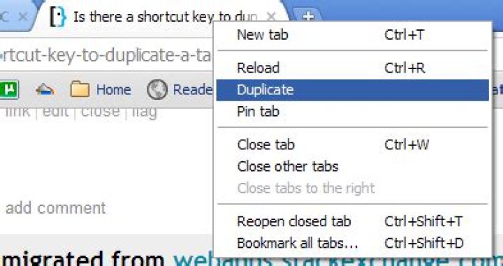 Is there a shortcut key to duplicate a tab in Google Chrome?