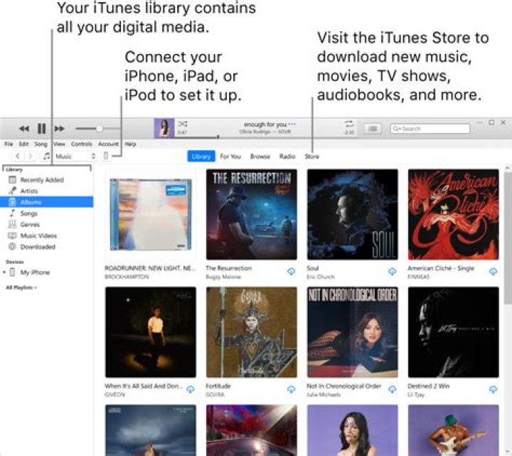iTunes taskbar example