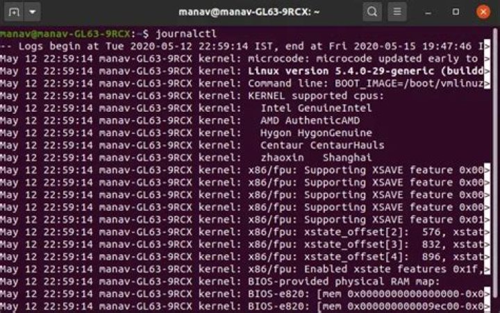 journalctl output