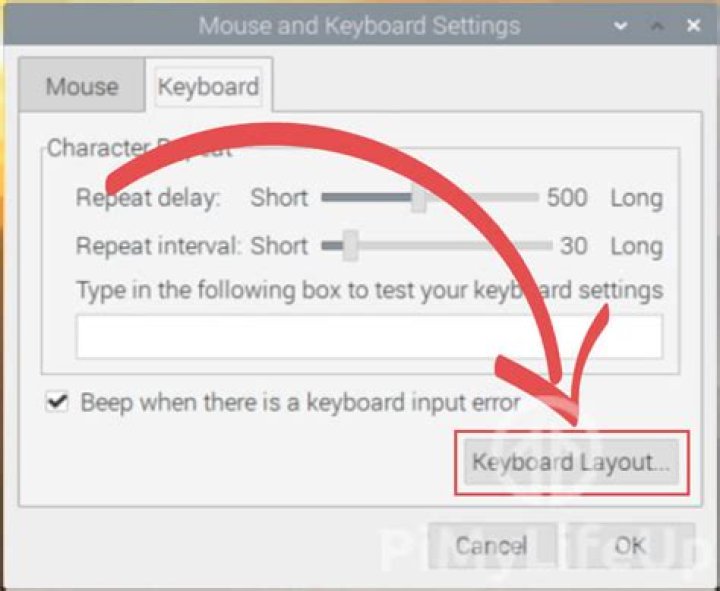 keyboard layout dialog box