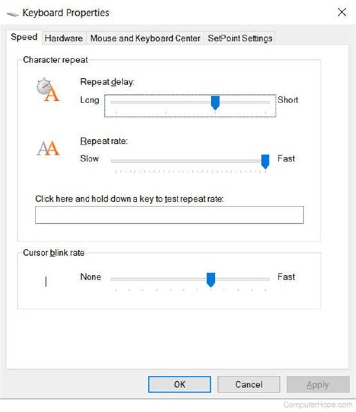 keyboard properties