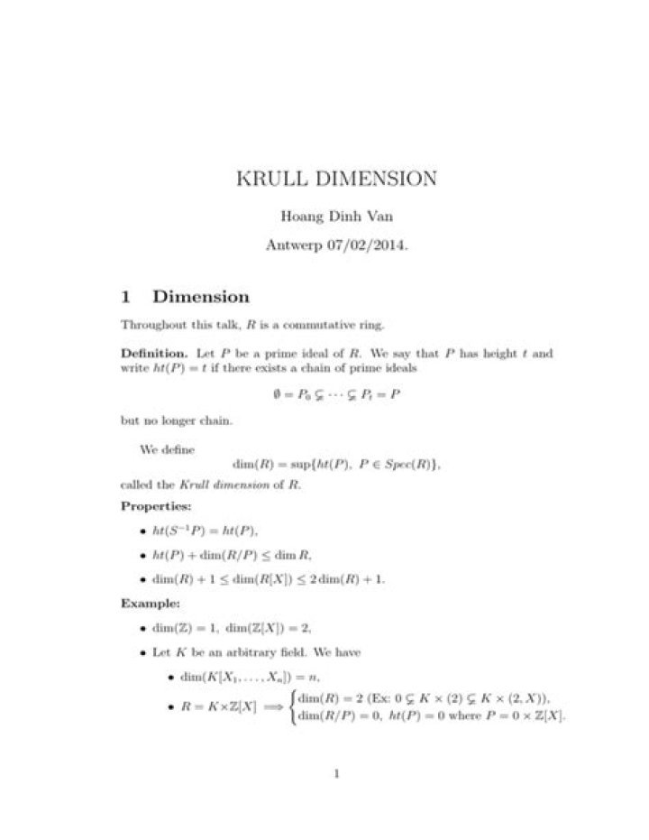 Krull dimension of finite rings [closed]
