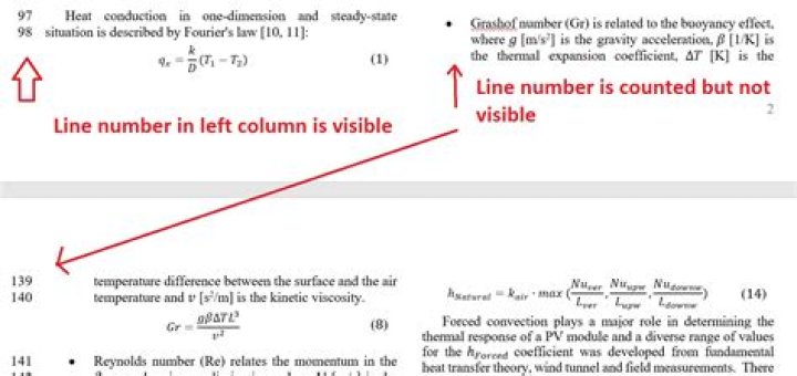 Line numbering in Word 365 counts the line in second column but do not display them