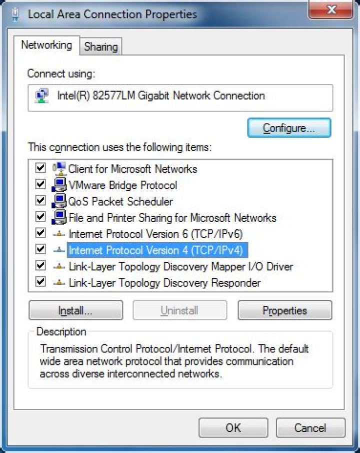 Local Area Connection Properties