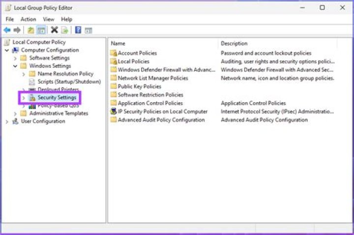 Local Security Policy taking effect