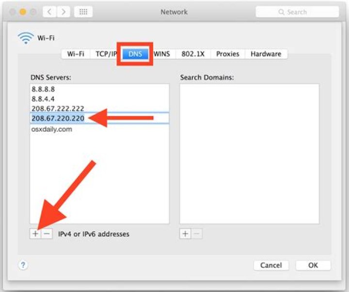 Mac OS DNS Settings