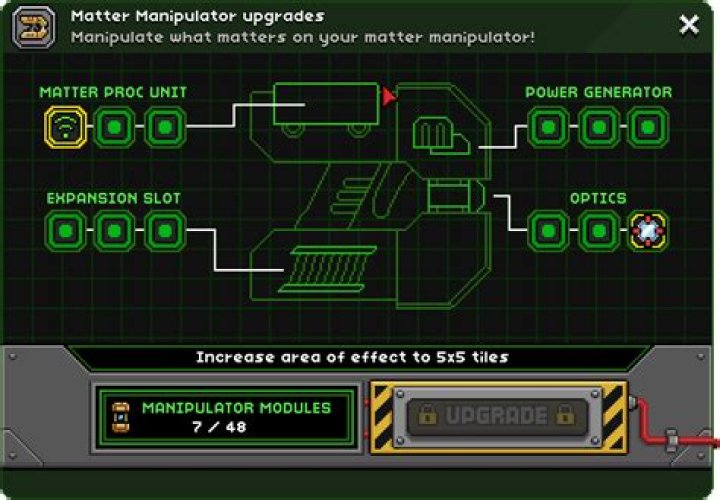 Matter manipulator upgrade window