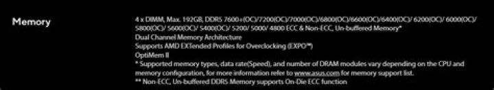 Memory specifications