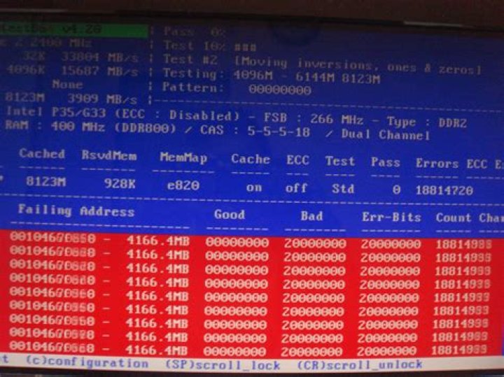 memtest showing 18 million errors during 1st pass
