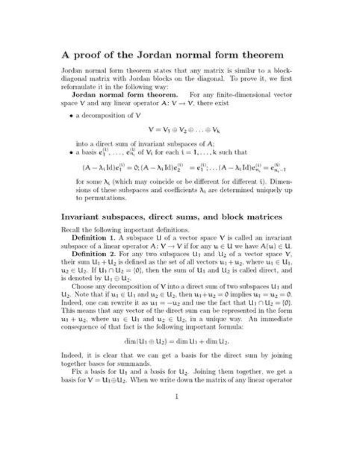 Missing statement in a proof Jordan normal form