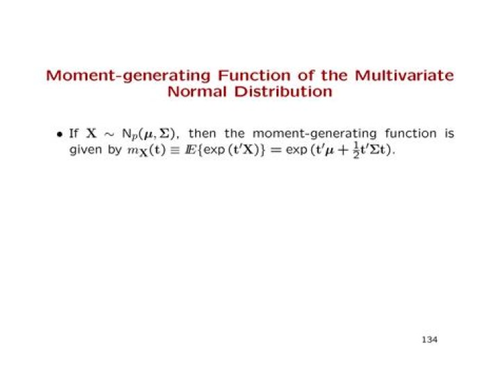 Moment generating function for multivariate normal