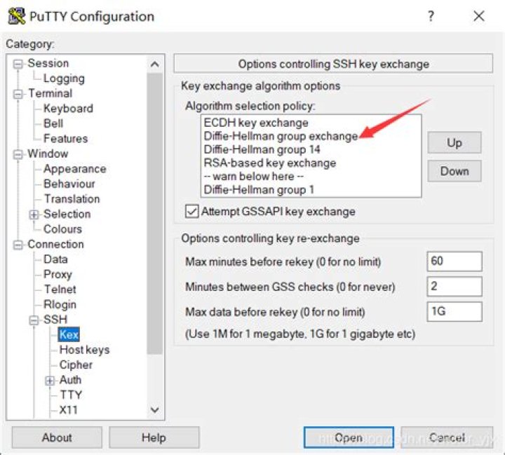 MPutty - Expected key exchange group packet from server error