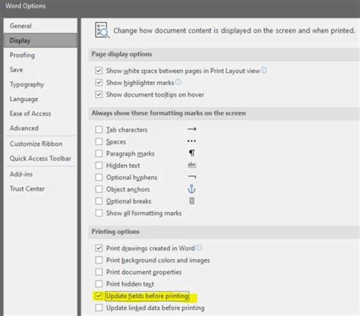 MS-Word Cannot print customized specified pages when Table of Contents is present
