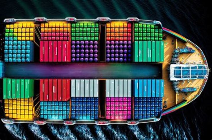 Multi-colored ship
