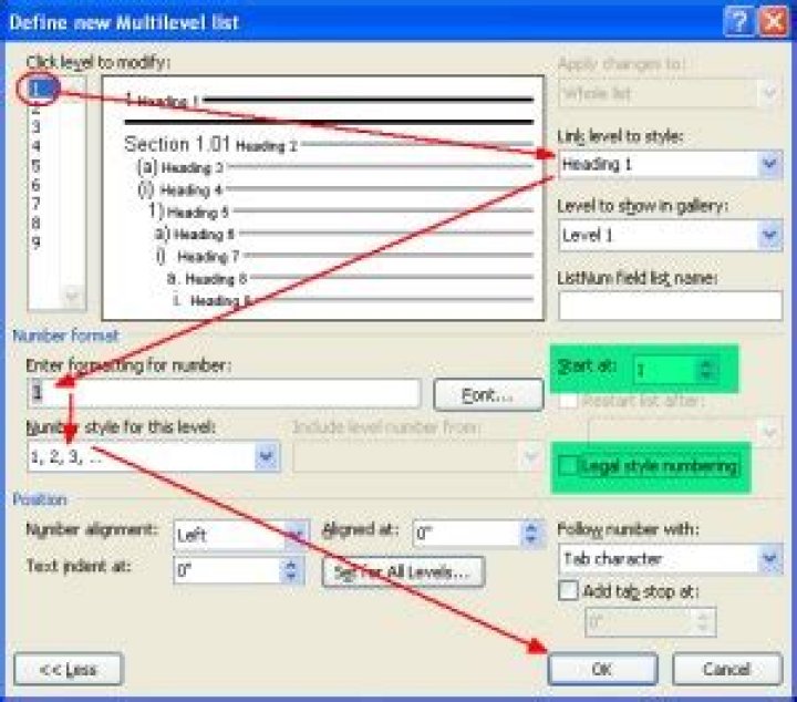 Multilevel list dialog