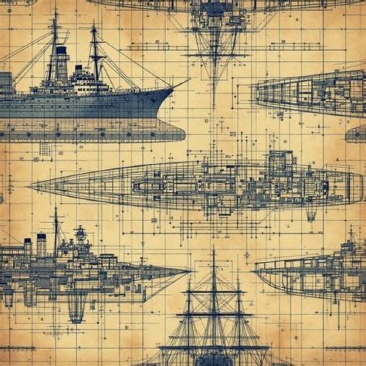 Multiple interlocked sections of ship painted different colours