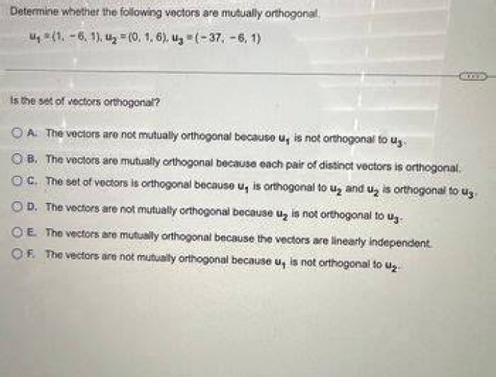 Mutually orthogonal set of vectors
