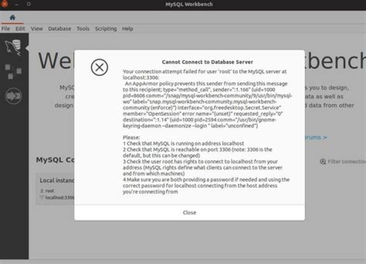 MySQL Workbench cannot connect to database in Ubuntu 20.04