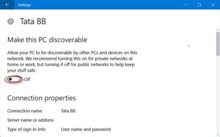 Network service discovery disabled