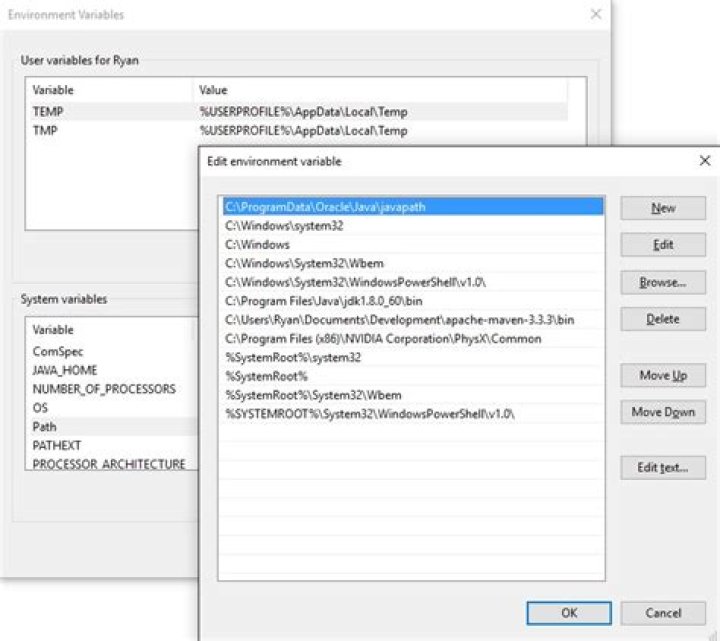 New environment variable editor in Windows 10 update