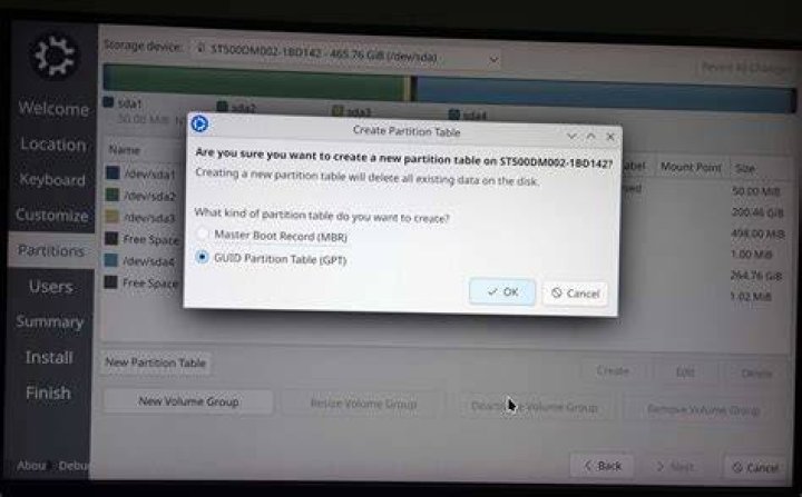New partition table