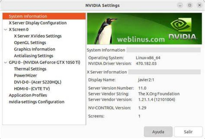 nvidia X Server Settings