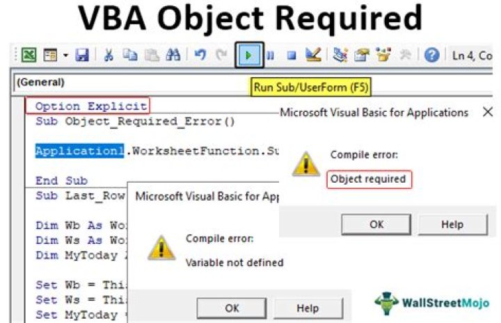 Object required error in vba