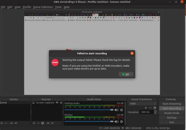 Obs-Studio :if you are using NVENC or AMD encoders, make sure your video drivers