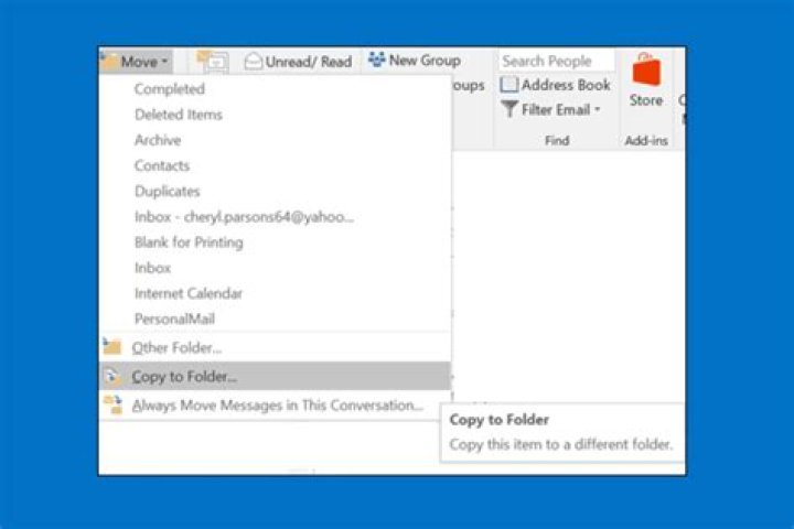 Outlook error message when trying to move emails to folders 