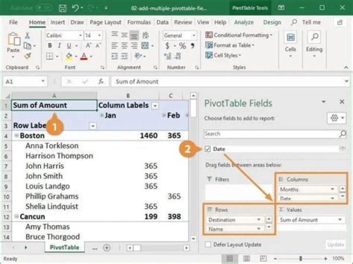 Pivot Table - Add multiple columns that share the same set of values as rows