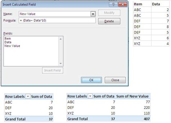 Pivot table cannot create calculated item