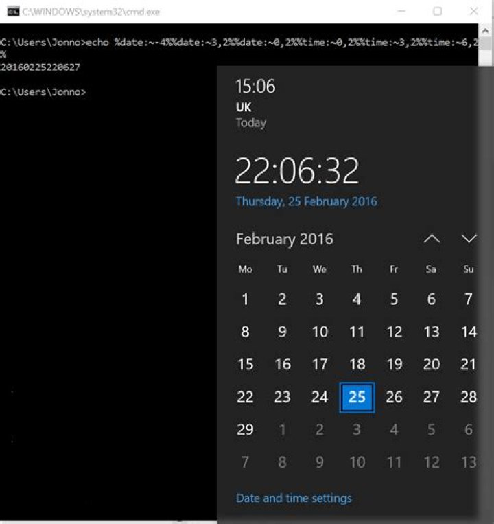 Print datetime in Windows cmd