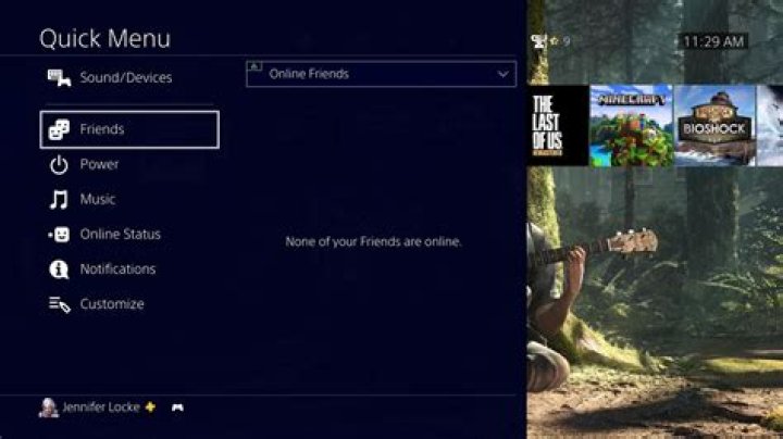 ps4 quick menu