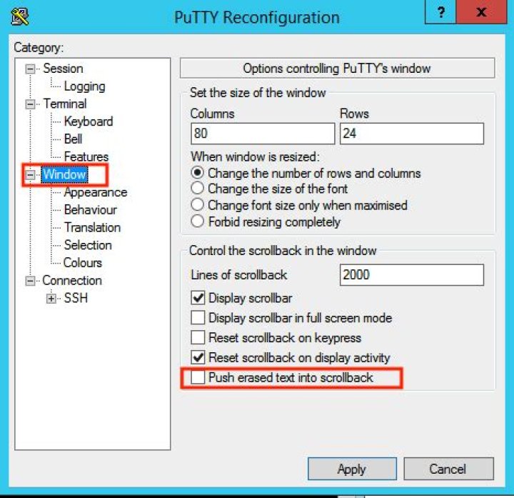 PuTTY: clear scrollback from commandline