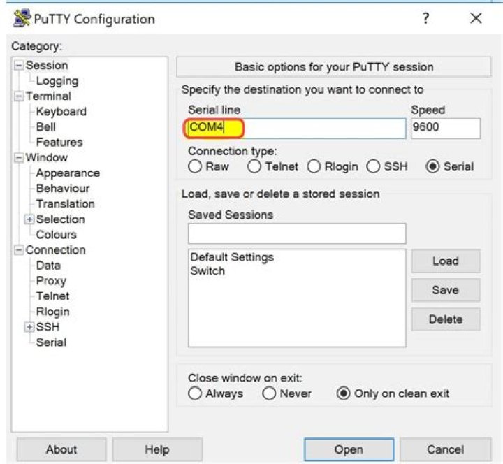 PuTTY in console window