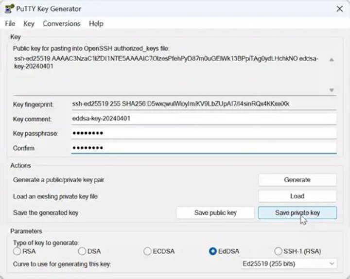 Putty Private/Public Key Pair - Generate Certificate