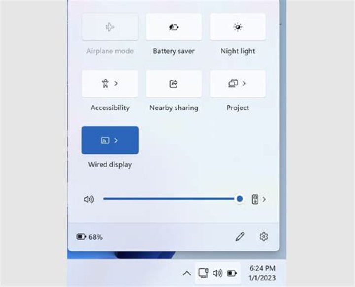 quick settings menu