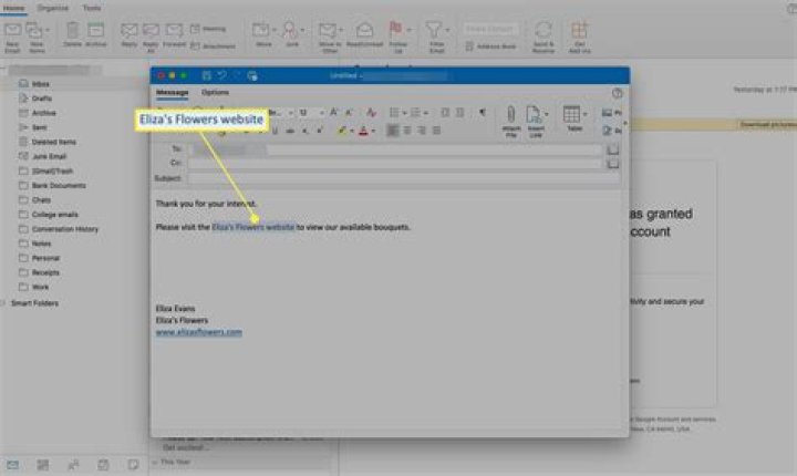 Quickest Way To Inset a Link Into an Outlook Message