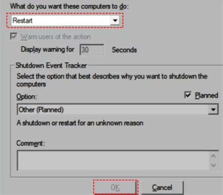 Reboot Windows 10 PC remotely
