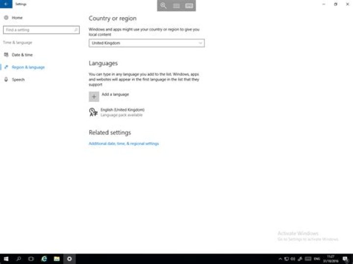 Region & Language section button