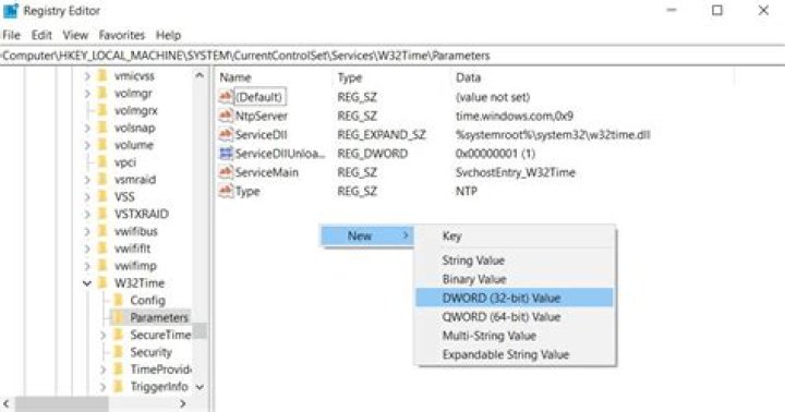 Registry Editor for setting NTP servers