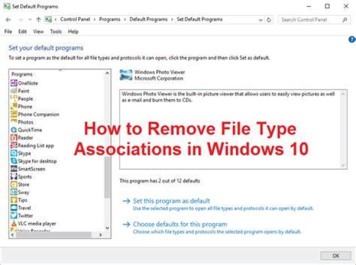 Remove file associations on Windows 8