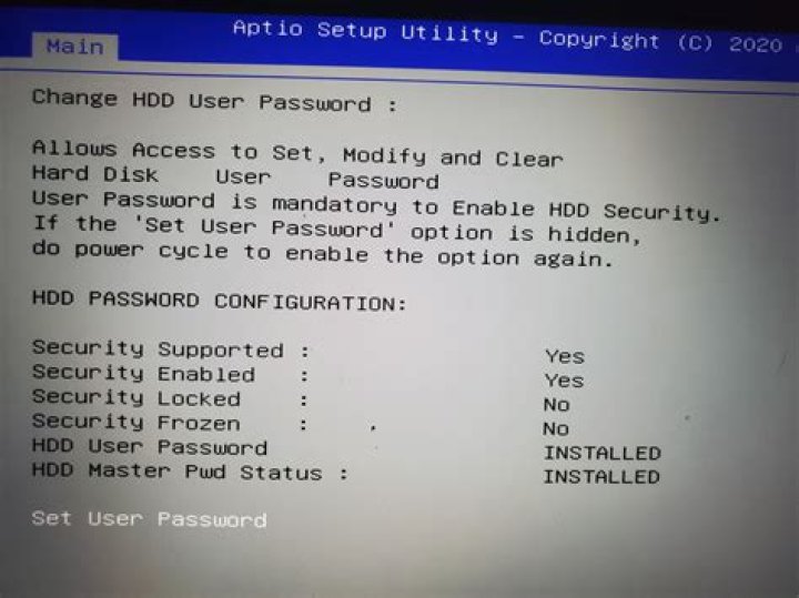 Reset HDD user password, if I know the HDD master password?