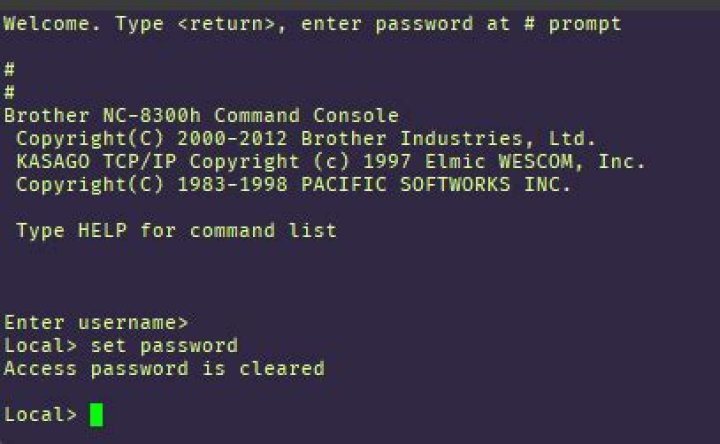 Reset password Brother 8890DW