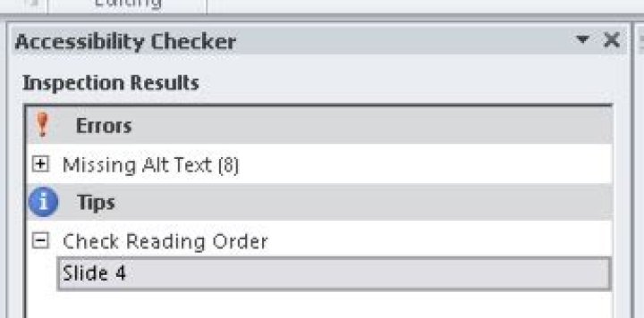 Results of AccessibilityChecker