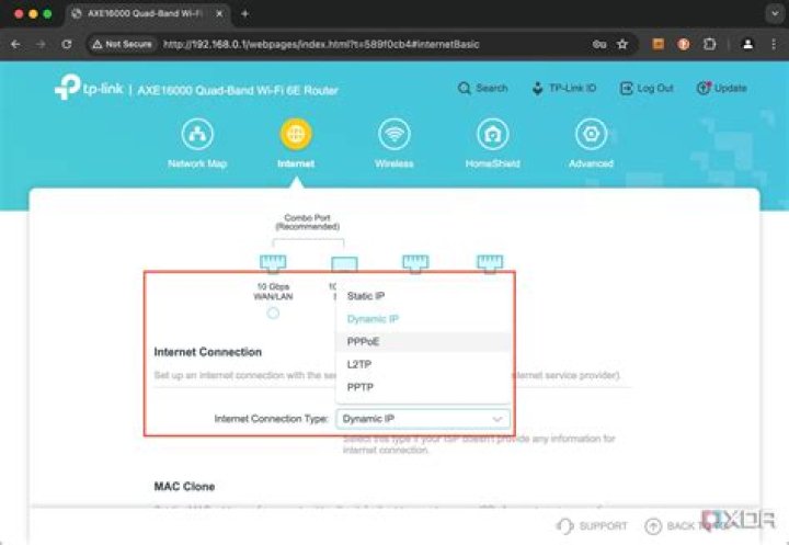 router config page with powerlink details