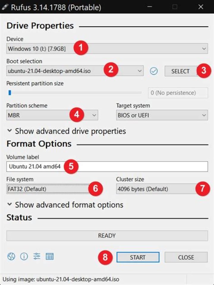 Rufus main interface