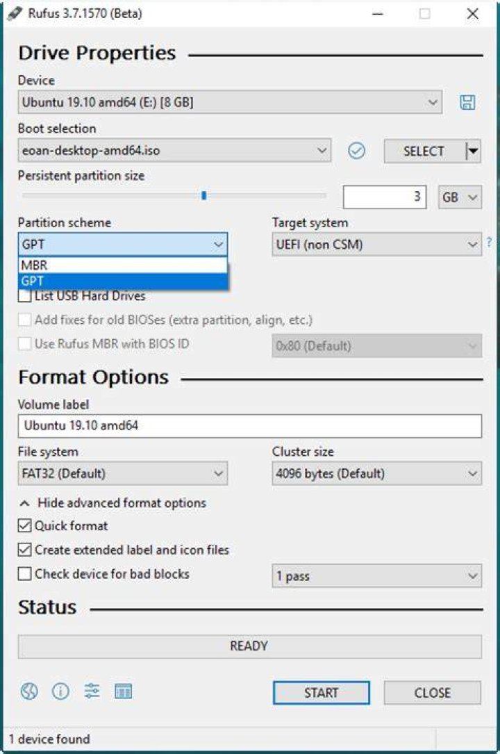 Rufus persistent storage