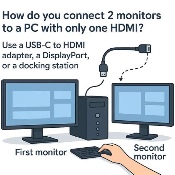Run two external monitors using one HDMI port and one VGA port